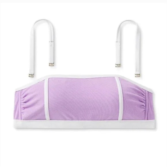 Kona Sol Women's Terry Textured Olid Bandeau Binding Purple Bikini Top Sz Small - Picture 1 of 9